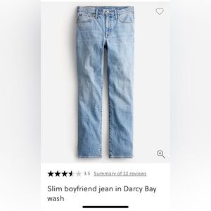 J. Crew Darcy Bay Wash Slim Boyfriend Jeans EUC